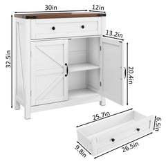 Farmhouse Storage Cabinet With Drawer And Adjustable Shelf