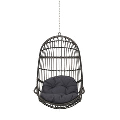 Rustic Hanging Basket Chair With Cushion