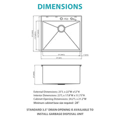 Topmount Kitchen Sink 16 Gauge, Single Bowl