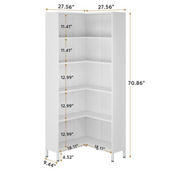 L-Shaped Bookcase, 5 Tier Freestanding Corner Bookshelf