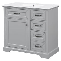 36" Bathroom Vanity With Sink, 2 Tip-Out Drawers, Soft Close Hinges