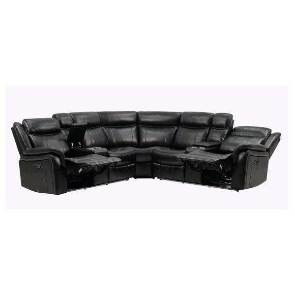 Jupiter - Leather Sectional - Black
