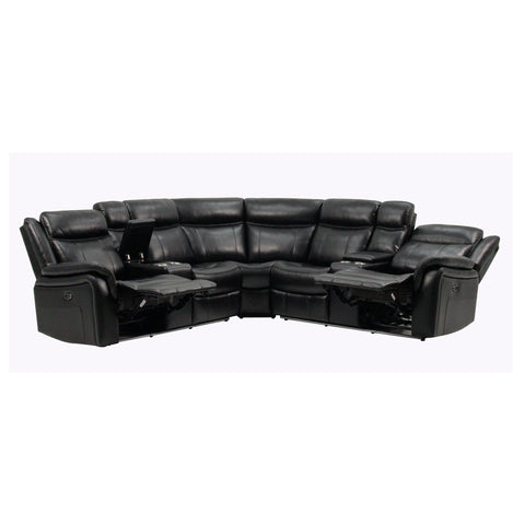 Jupiter - Leather Sectional - Black
