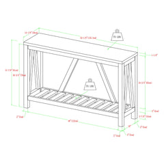 Farmhouse A Frame Entry Table With Lower Shelf
