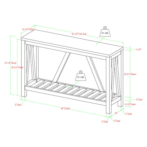 Farmhouse A Frame Faux Marble Entry Table With Lower Shelf - White / Walnut