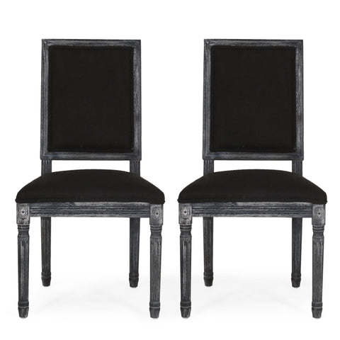 French Country Style Dining Chair With Upholstered Seating And Fluted Legs