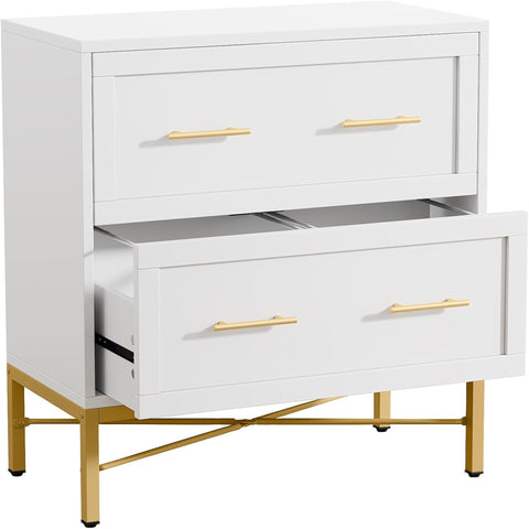 2 Drawer Lateral File Cabinet With Anti Tilt Safety, Filing Storage For Letter / Legal / A4 Files - White