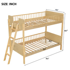 Bunk Bed With 3 Storage Shelves, Adjustable Ladder Left Or Right