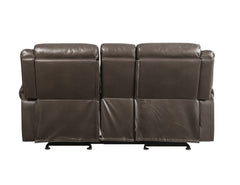 Lydia - Leather Aire Motion Loveseat With USB Console - Brown