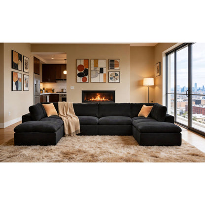 Custom Configuration Modular Sectional With Toss Pillows