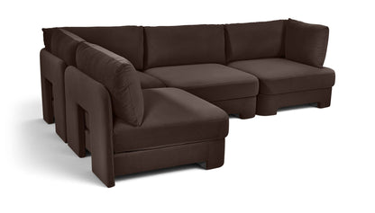 Hammond - Velvet Performance Fabric Upholstered 4 Piece Armless Sectional