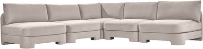 Hammond - Velvet Performance Fabric Upholstered 5 Piece Armless Sectional