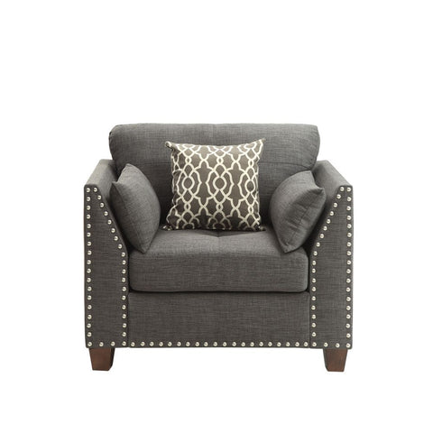 Laurissa - Chair With 3 Pillows - Light Charcoal Linen