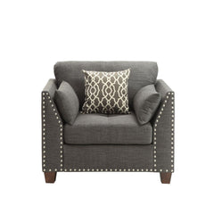 Laurissa - Chair With 3 Pillows - Light Charcoal Linen