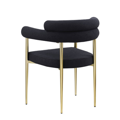 Dining Chairs (Set of 2), Mid-Century Modern Dining Chairs, Kitchen Dining Room Chairs, Round Boucle Backrest Sherpa Dining Chair With Brushed Metal Legs