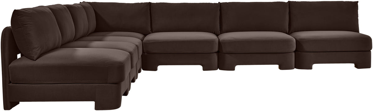 Hammond - Velvet Performance Fabric Upholstered 7 Piece Armless Sectional