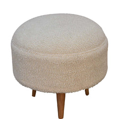 Boucle Rounded Footstool - Oak