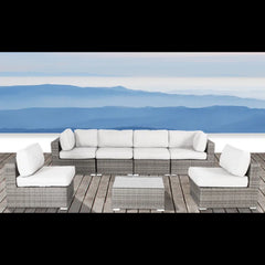 Seating Set With Cushions Handcrafted Wicker Design