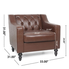 Contemporary Club Chair With Button Tufting And Birch Wood Legs