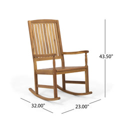 Muse - Outdoor Acacia Rocking Chair With Slat Design - Teak