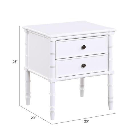 Emmett - 2 Drawer Nightstand With Carved Legs - White