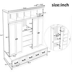 Hall Tree With Bench And 5 Storage Cubbies