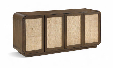Windsor - Solid Wood And Brown Cane Sideboard / Buffet - Brown