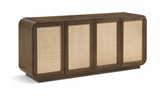 Windsor - Solid Wood And Brown Cane Sideboard / Buffet - Brown