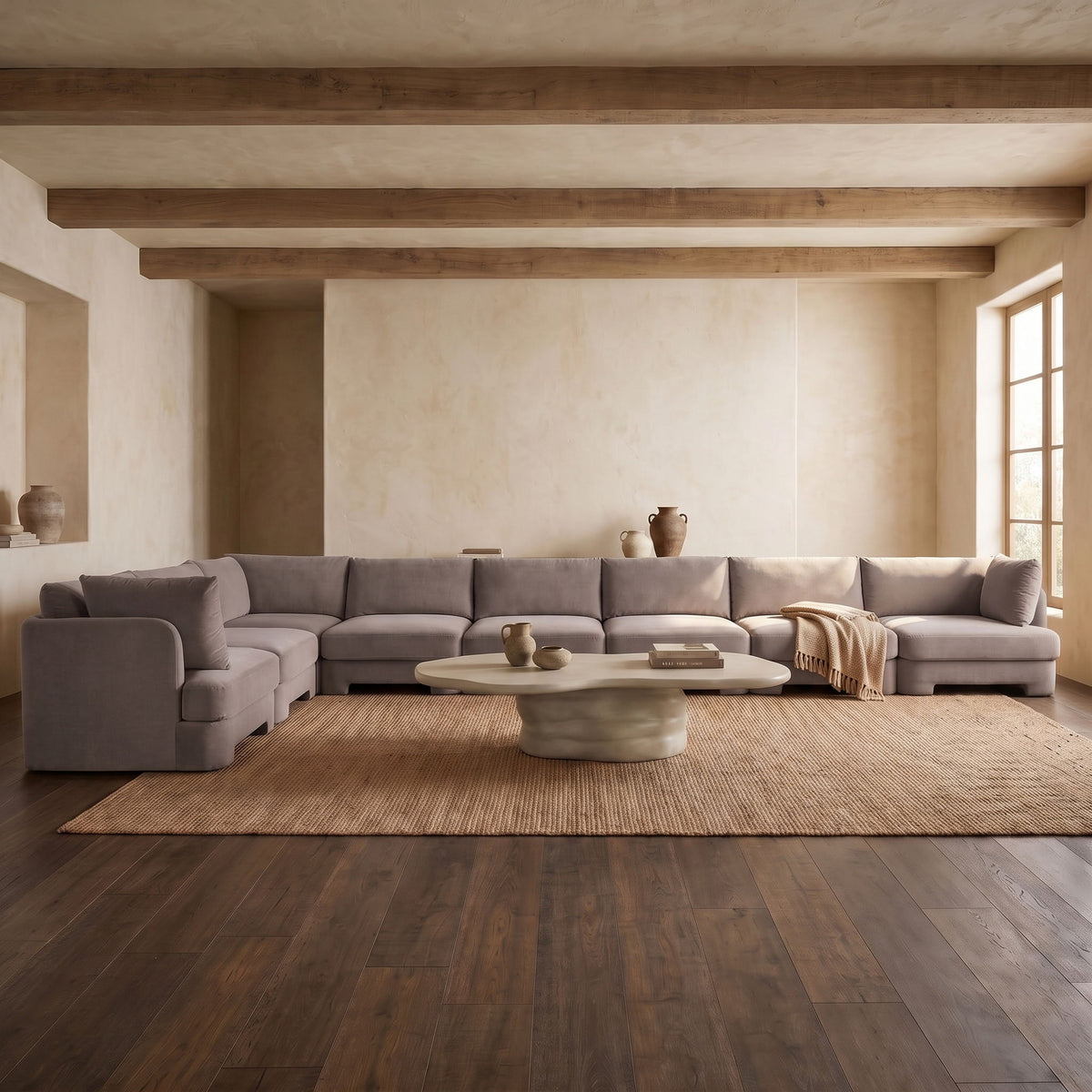 Hammond - Velvet Performance Fabric Upholstered 8 Piece L-Shaped Sectional