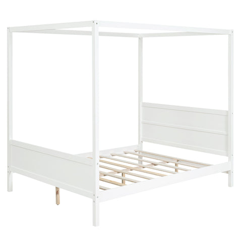 Canopy Platform Bed With Headboard And Footboard, Slat Support Leg