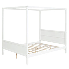 Canopy Platform Bed With Headboard And Footboard, Slat Support Leg