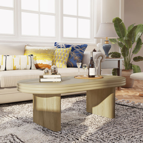 Oval Fluted Coffee Table - Natural