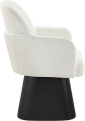 Marlowe - Linen Textured Fabric Upholstered Swivel Dining Arm Chair - Stained Black