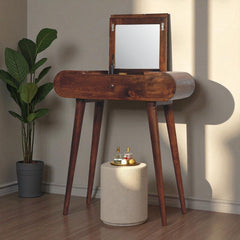 Mini Round Fold Vanity - Chestnut