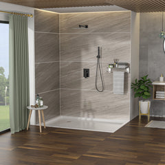 Dual Shower Head System With 12" Wall Mounted Square Rain Shower And Rough In Valve
