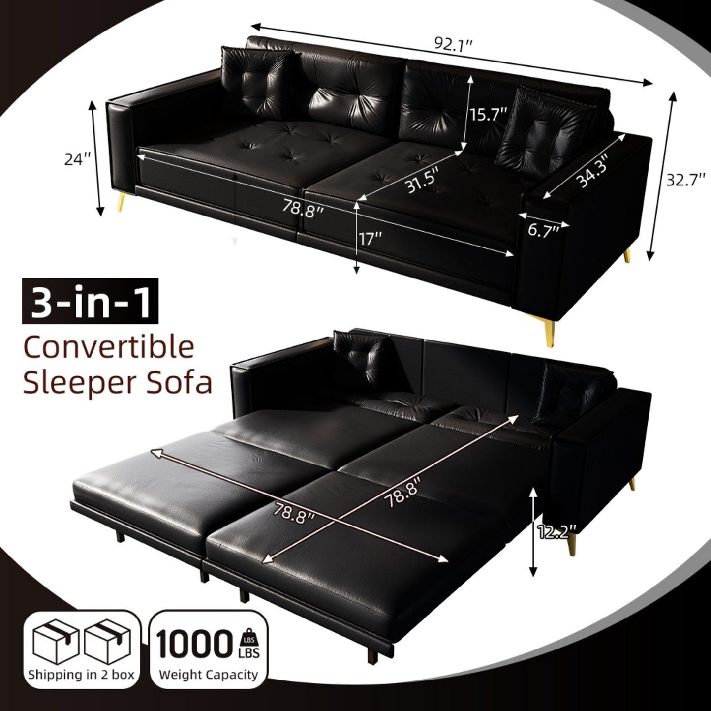 King Size Pull Out Sofa Bed 3 In 1