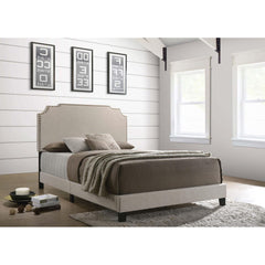 Panel Bed With Nailhead Trim, Upholstered Headboard