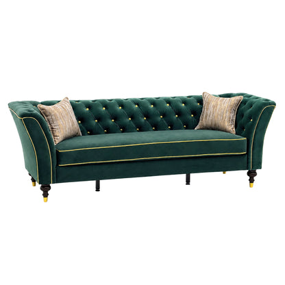 3 Person Sofa With Deep Seat, Tufted Backrest