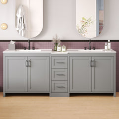 Double Sink Bathroom Vanity With Quartz Countertop