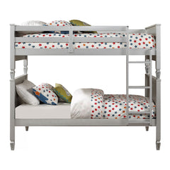 Varian - Twin Over Twin Bunk Bed - Blue Velvet & Silver