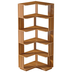 6 Tier Corner Bookshelf, L-Shaped Freestanding Shelf With Anti Drop Panels