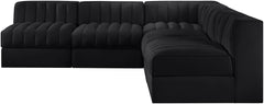 Rummi - Armless Velvet Performance Fabric Upholstered 5 Piece Modular Sectional