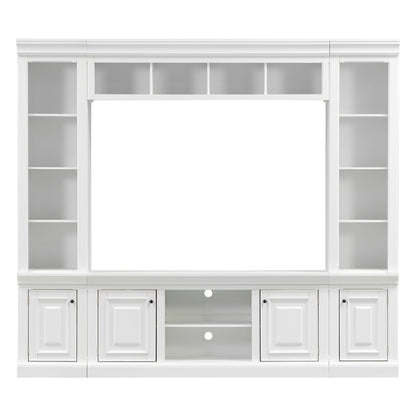 TV Stand With Hutch, Large Entertainment Center With Adjustable Shelves
