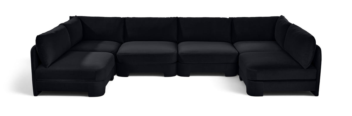 Hammond - Velvet Performance Fabric Upholstered 6 Piece U-Shaped Armless Sectional