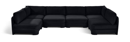 Hammond - Velvet Performance Fabric Upholstered 6 Piece U-Shaped Armless Sectional