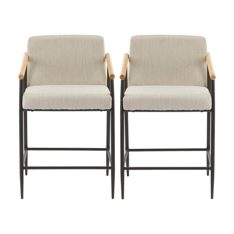 Mid Century Modern Counter Stool Set With Iron Frame