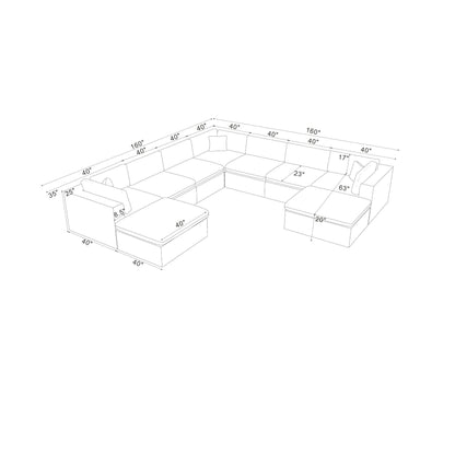 Custom Configuration Modular Sectional & Toss Pillows