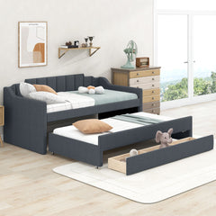 Upholstered Simple Design Daybed With Trundle And 3 Drawers