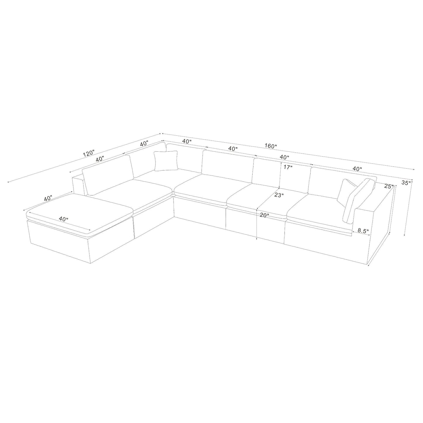 Custom Configuration Modular Sectional & Toss Pillows
