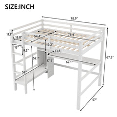 Loft Bed With Built In Desk And Multifunction Shelves